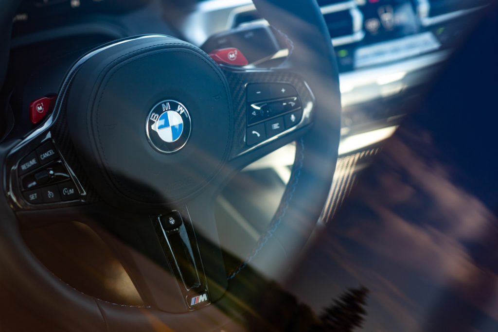 2022 BMW M3 interior steering wheel through window