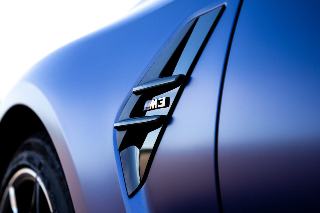 2022 BMW M3 front quarter panel badge