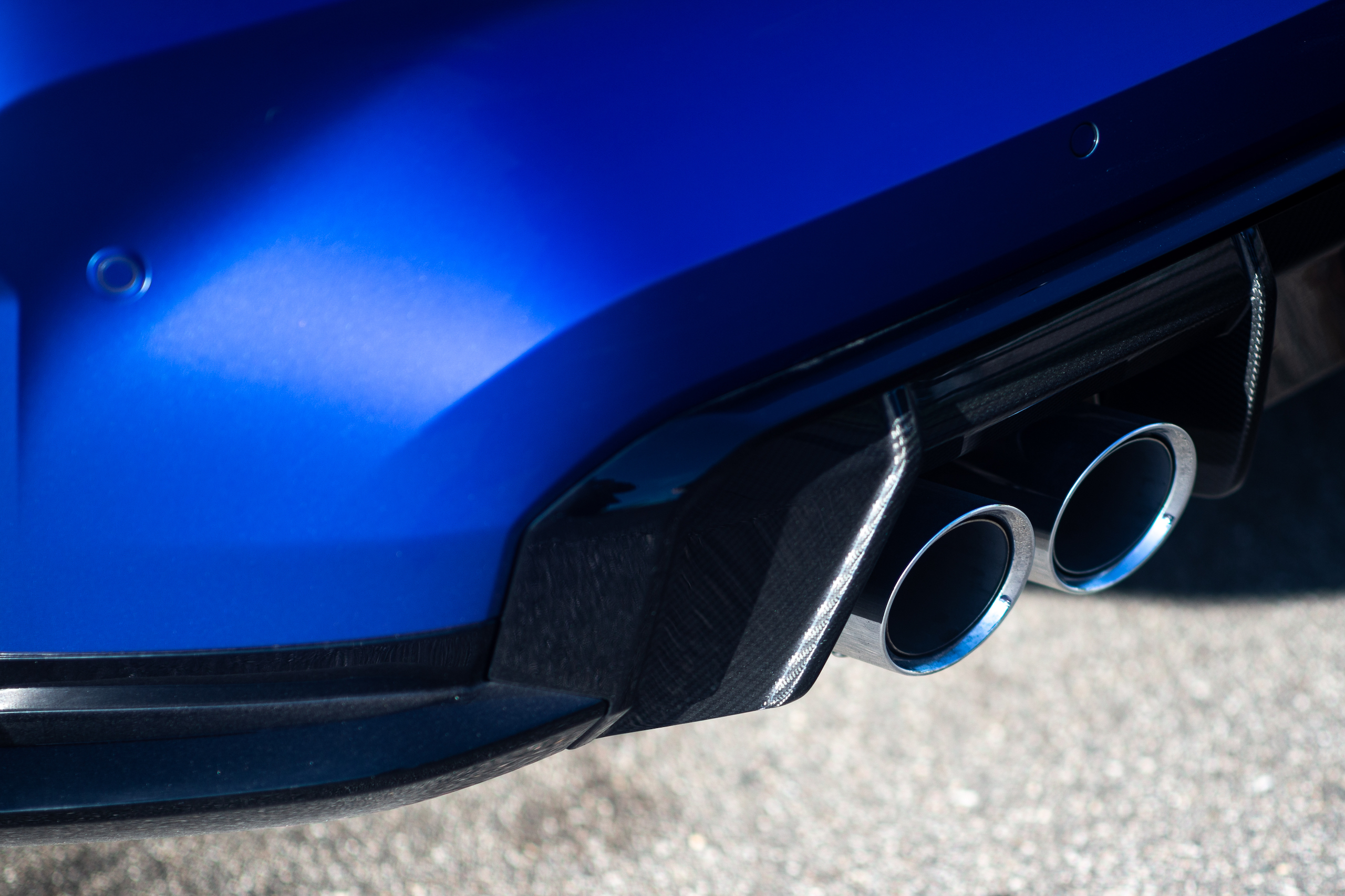 2022 BMW M3 exhaust tip closeup