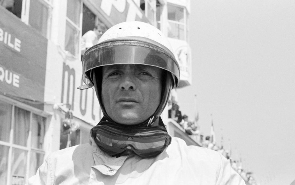 phil hill suited up to race portrait