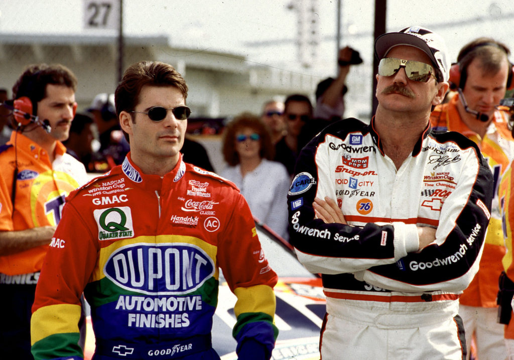 Jeff Gordon and Dale Earnhardt side by side