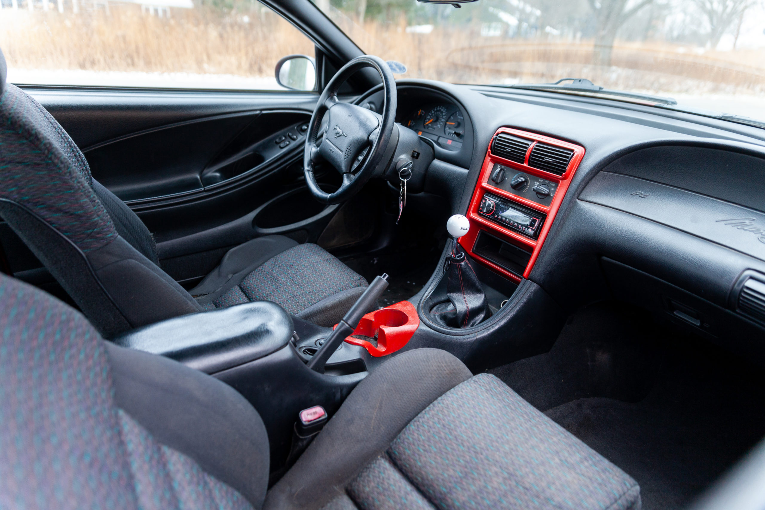 Drift Mustang Chris Stark interior front angle